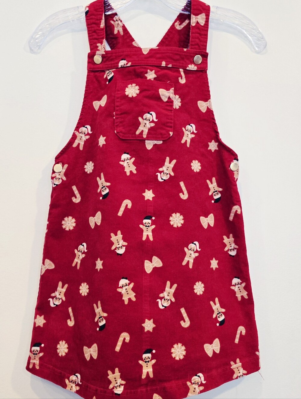 Cynthia Rowley Girls Red Holiday Gingerbread Print Overall Dress
